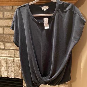 Loft NWT black sleeveless cross cross front tee XL